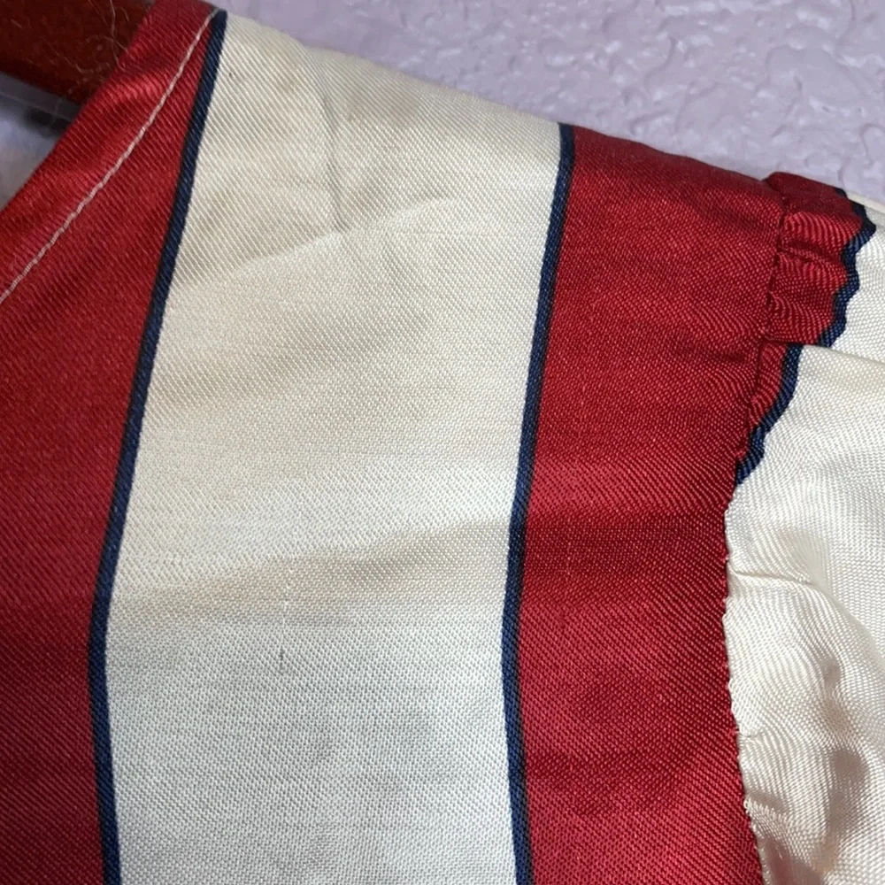 Anthropologie Red and White Striped Puff Sleeve Blouse